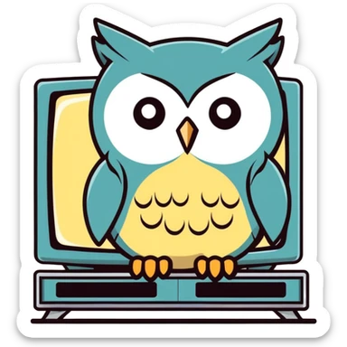 Owl watching tv  sticker