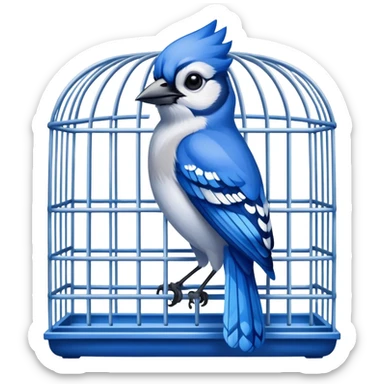A bluejay in a cage  sticker