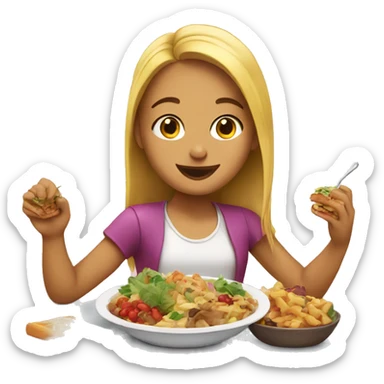 girl enjoying delicious food sticker