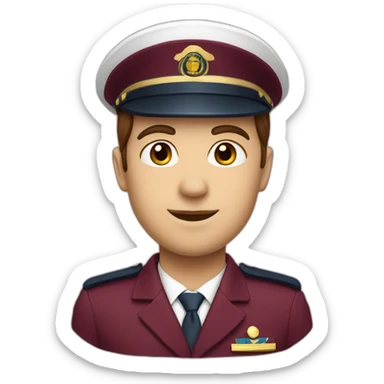 A Airplane captain in burgundy coloured uniform sticker