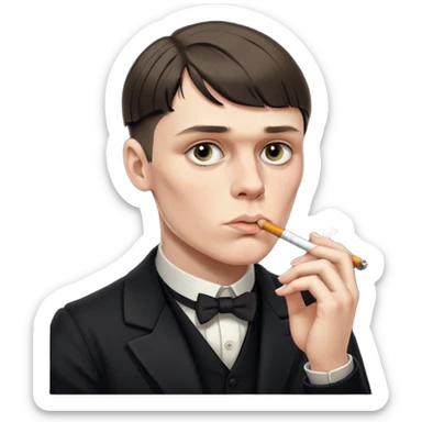 Tommy Shelby in black dress with a cig in his mouth and make his face exact  sticker