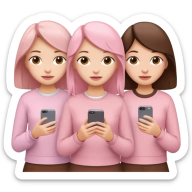 3 girlfriends with pastel pink and brown clothes sticker