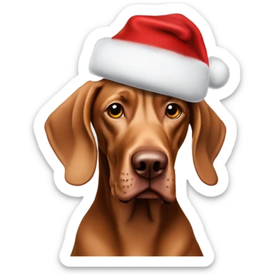Vizsla Weimaraner Dog wearing christmas hat sticker