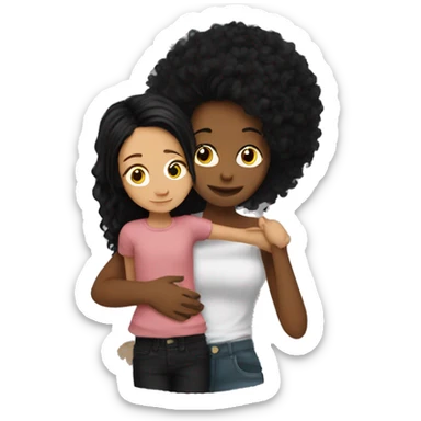 red haired woman hugging black hair punk daughter sticker