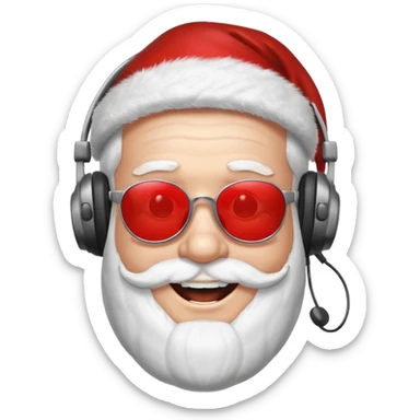 santa klaus with sunglasses with big smile with headphones sticker