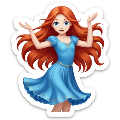 girl with long light red hair and blue eyes dancing  sticker