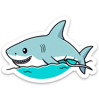 Shark eating a swimmer sticker