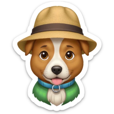 High dog with a hat sticker