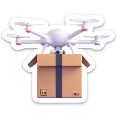 quadcopter drone delivering box sticker