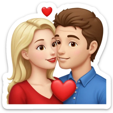 a man and a woman kissing with hearts sticker