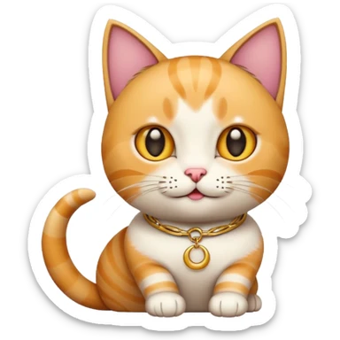 Cat with crescent-shaped collar, playful pose. sticker
