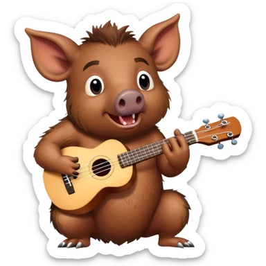 Boar playing an ukulele. sticker