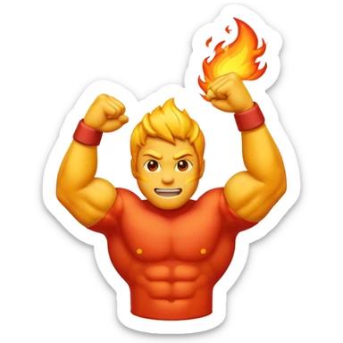 fire emoji add flex bicep behind it sticker