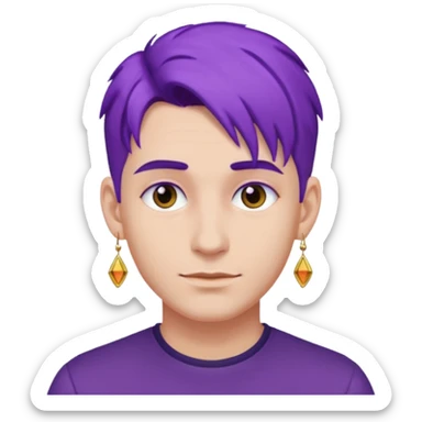 purple haired man with earrings sticker