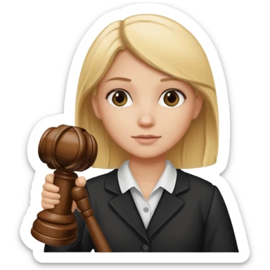 Blonde girl holding a gavel that says asb president on it  sticker