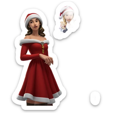 christmas girl in red dress sticker