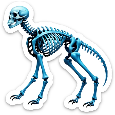 A black and blue gradient epic shiny cool edgy skeletal animal, full body sticker