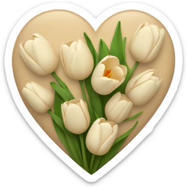 beige heart with tulips sticker