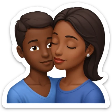 Mulher beijando testa do filho  morenos sticker