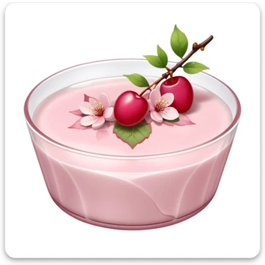 Sakura pudding shaped like a leaf with cherry blossom garnish sticker