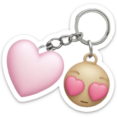 keychain with pink heart charm and beige charm sticker