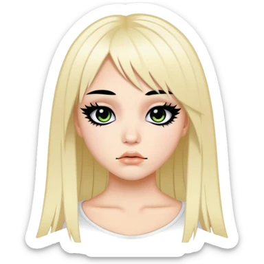 y2k emo, baddie,pretty, makeup, black eyeliner, long hair sticker