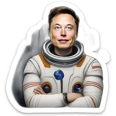 Elon Musk in the space in the moon caal a cat sticker