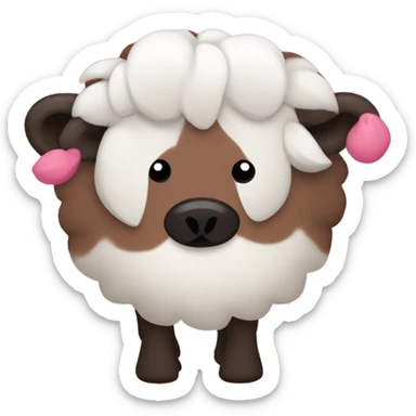 oveja animada negra carita marron y orejitas rosadas, es muy tierna y saluda sticker