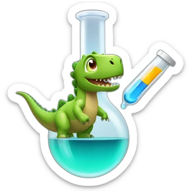dinosaur with test tube sticker