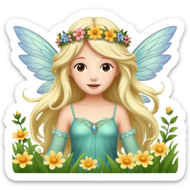 Fairy frolicking in a field sticker