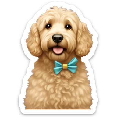 Golden doodle with bows sticker
