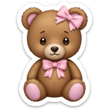 teddy bear with pastel pink bow sticker