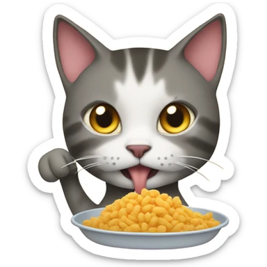 Cat eating food sticker