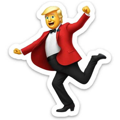 Donald Trump dancing in a red dress sticker