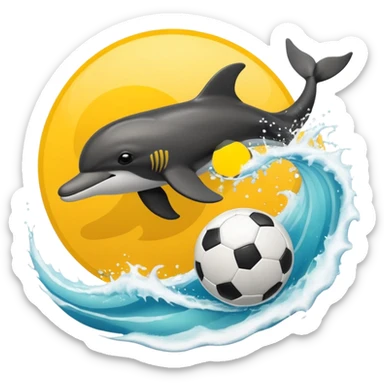 Yellow black dolphin cirkle wave soccerball sticker