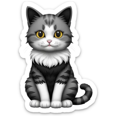 full body of cat having tattoo, front view sticker