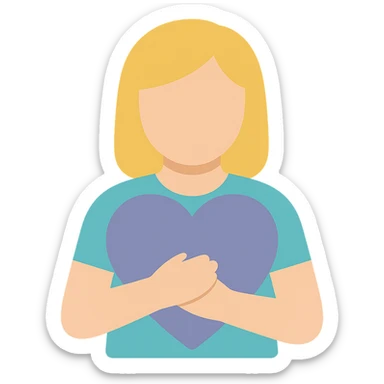 woman Arms hug a dull purple heart sticker