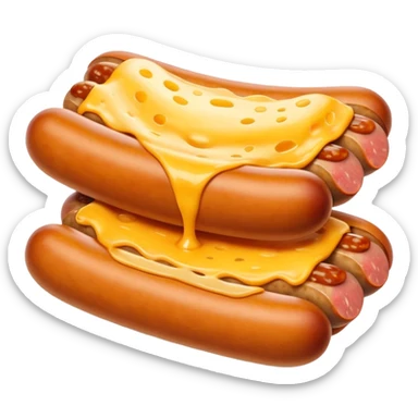make a picture of a sausage that has been cut in half and melted cheese comes out from inside the sausage sticker
