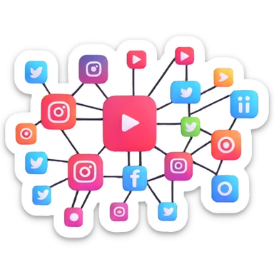connecting Instagram and YouTube social media accounts, social platforms integration sticker