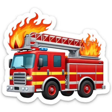 Fire truck on fire sticker