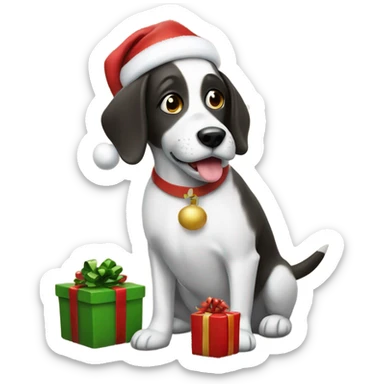 Christmas dog with presents  sticker