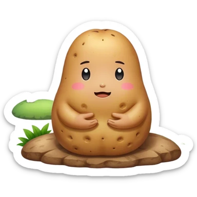 kawaii sanrio meditating potato landscape sticker