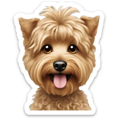 Yorkie poodle mixed dog with curly hair body and very fluffy sticker