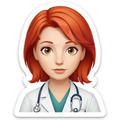 female doctor with red hair sticker