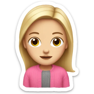 White girl with pink sweater  sticker