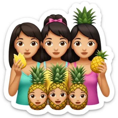 4 dark haired girls eating in Hawaii sticker