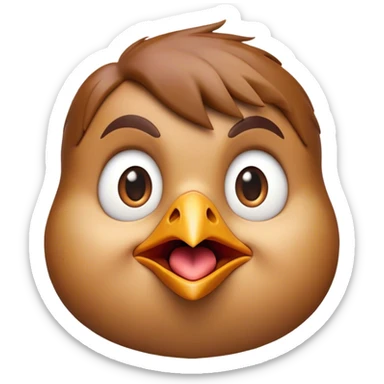 Cinematic Comical Robin Portrait Emoji, Head tilted dramatically with an exaggeratedly shocked expression, featuring a petite, vibrant form with wide, comically expressive eyes full of playful disbelief and a subtly animated beak, Simplified yet hilariously expressive features, highly detailed, glowing with a slightly sassy glow, high shine, dramatic yet playful, stylized with an air of cheeky woodland mischief, soft glowing outline, capturing the essence of a meme-worthy robin that looks ready to side-eye its way into viral fame! sticker