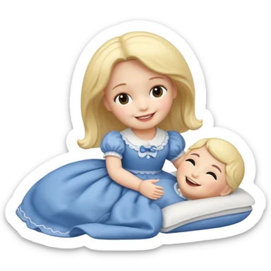 Doll saying goodnight sticker
