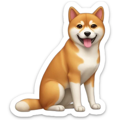 a cat with a shiba inu sticker