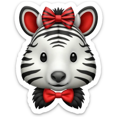Zebra with a red bow tie sticker